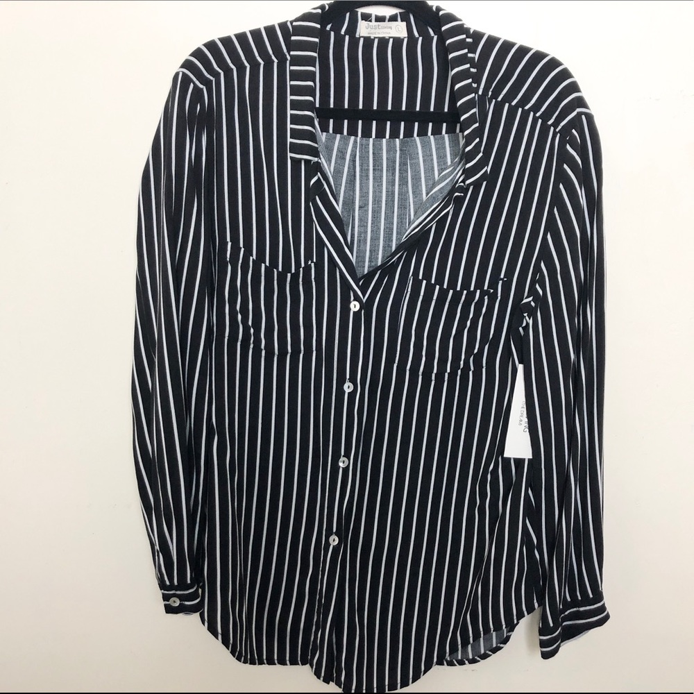 Just Living black and white stripe shirt